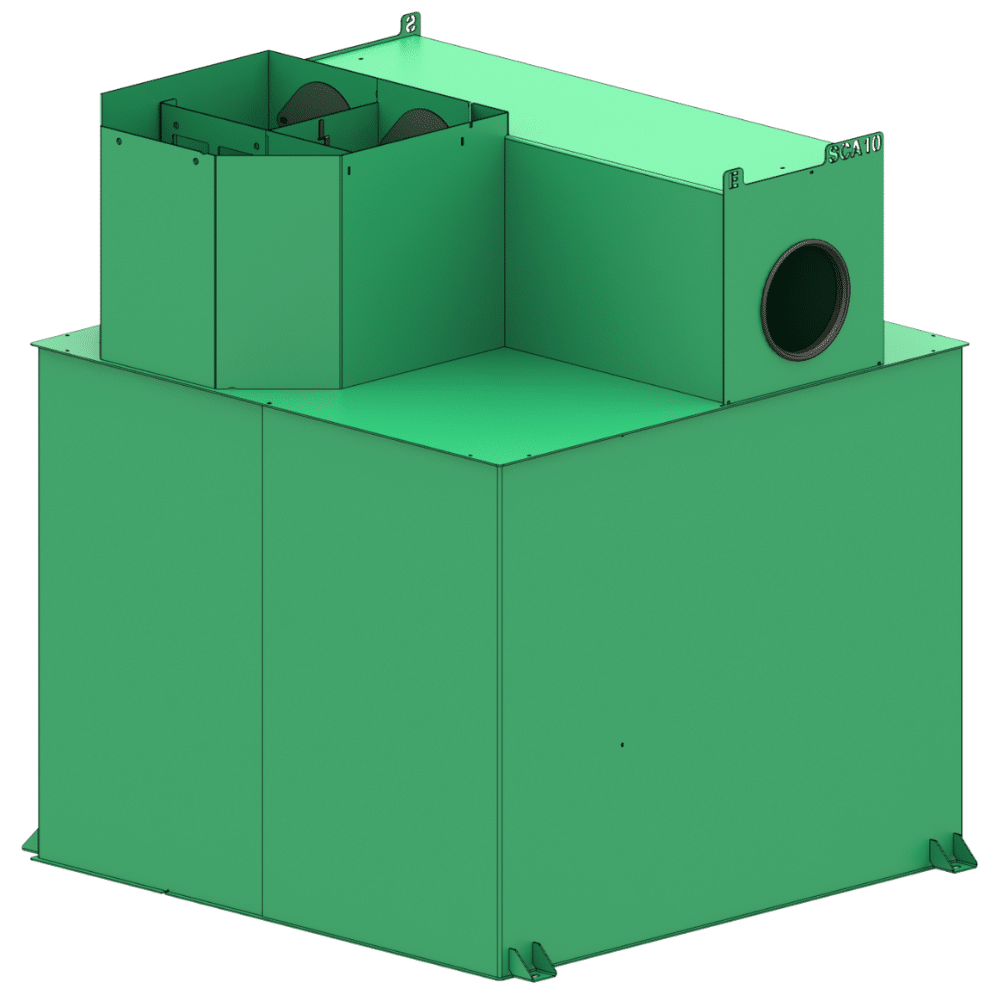 séparateur débourbeur à hydrocarbures avec coalesceur taille 10 sca 10 vue isométrique