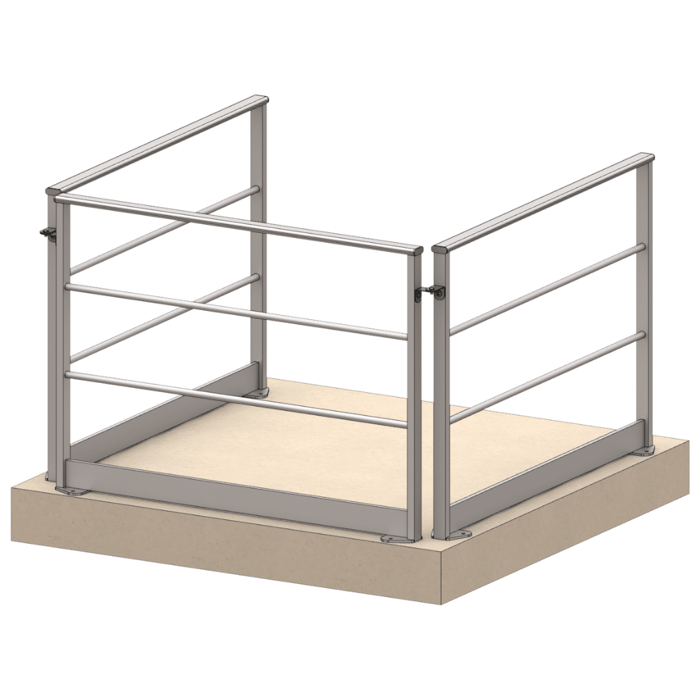 garde corps aluminium en u gc vue isométrique