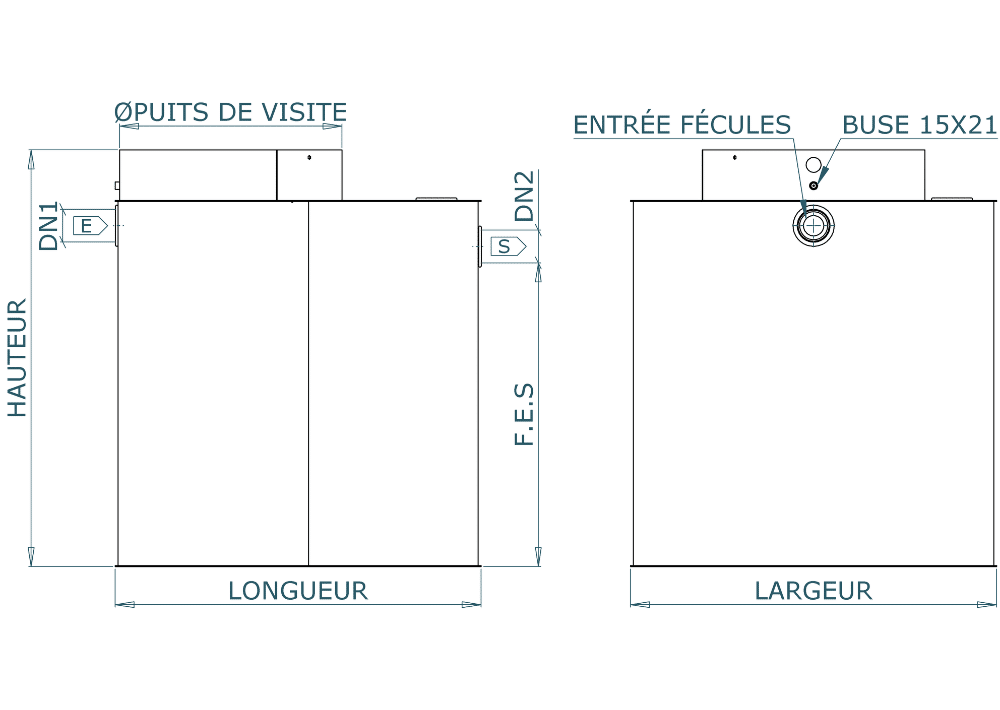 séparateur à fécules inox taille 04 sfi 04 schéma