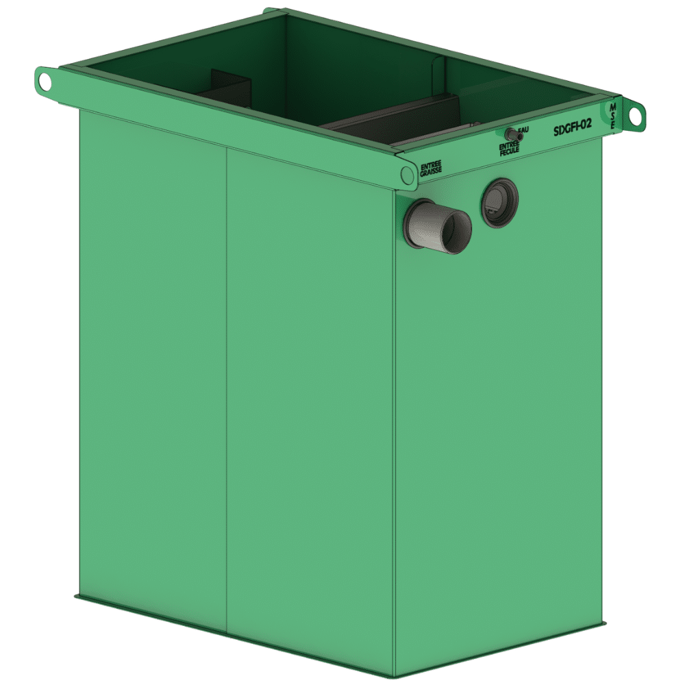 séparateur à graisses et fécules inox ciel ouvert taille 02 sdgfi 02 co vue isométrique