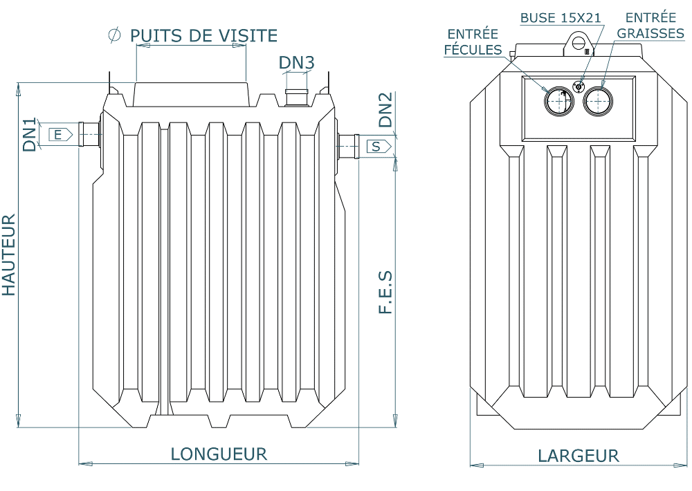 séparateur à graisses et fécules pe taille 05 sdgfpe 05 schéma