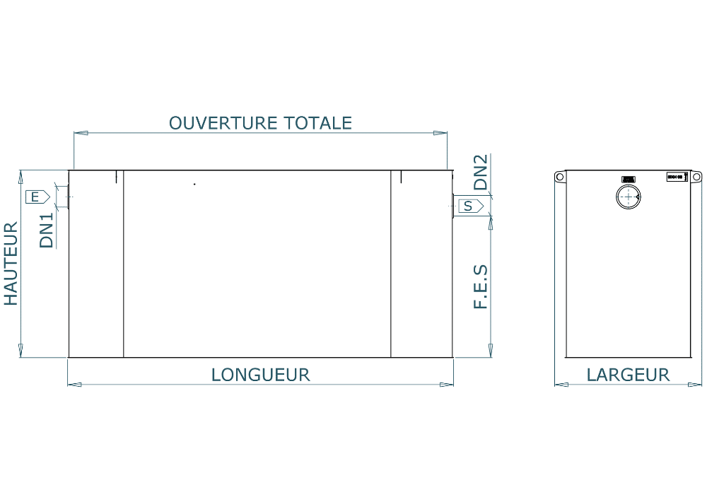 séparateur à graisses inox à ciel ouvert taille 08 sdgi 08 co schéma
