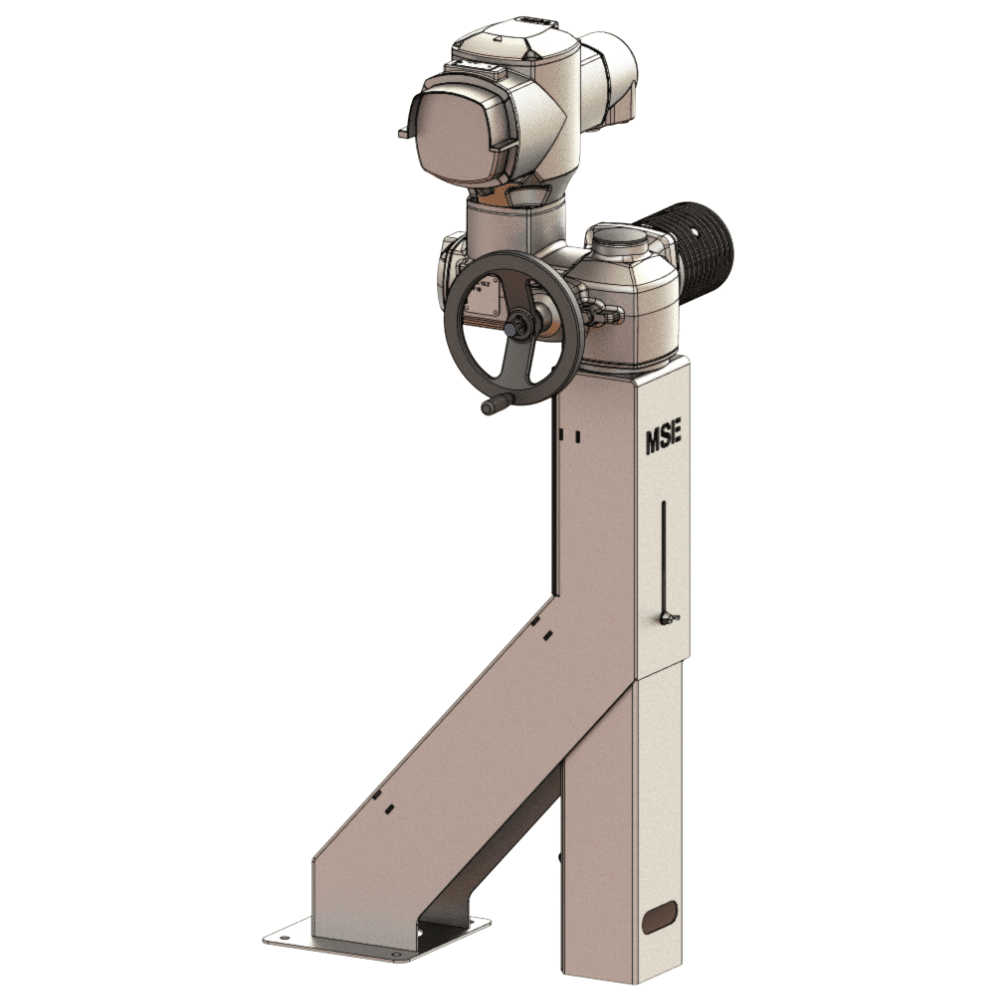 support moteur décalé avec moteur + commande motorisation vue isométrique