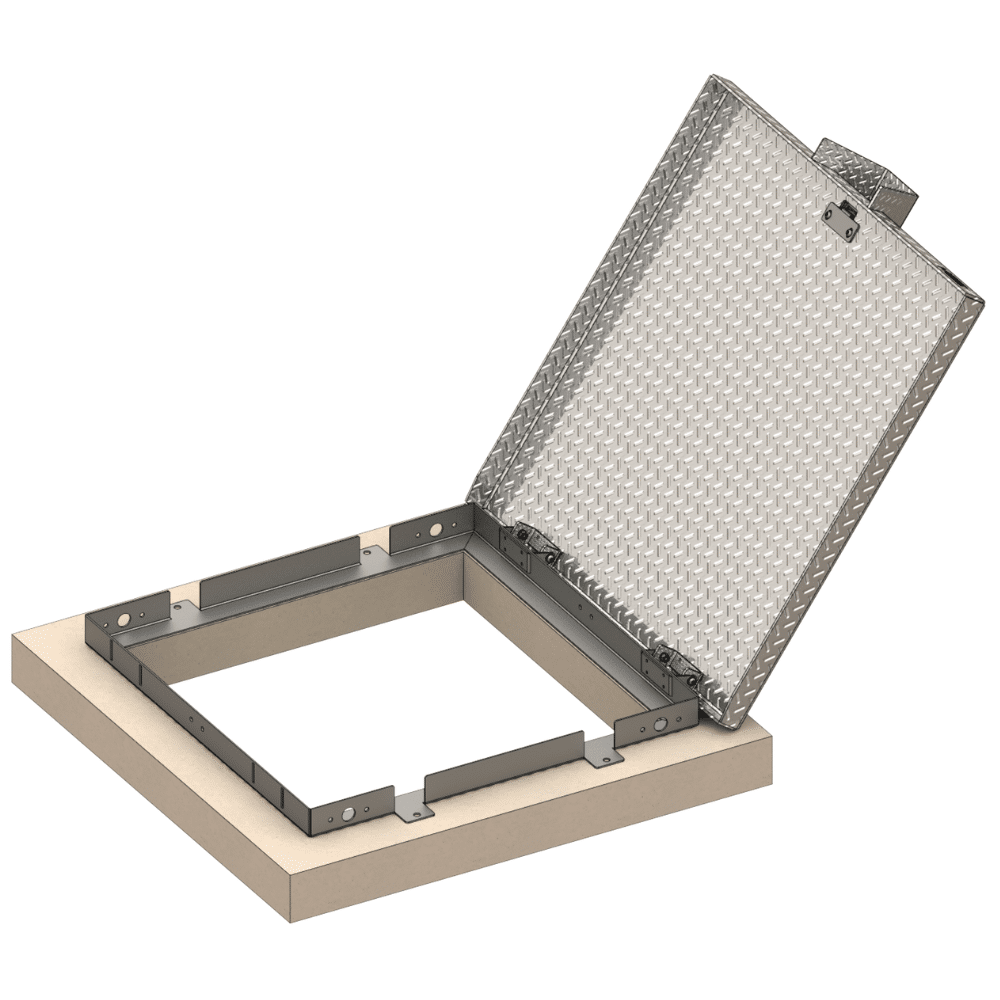 trappe en applique aluminium ouverte vue isométrique